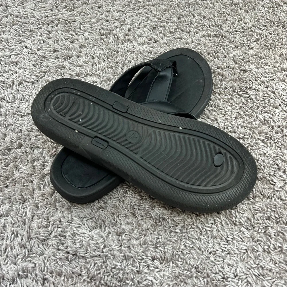 Men's Black Flip‎ Flops Sandals Thong Slip On Size L 11 12 Casual Beach